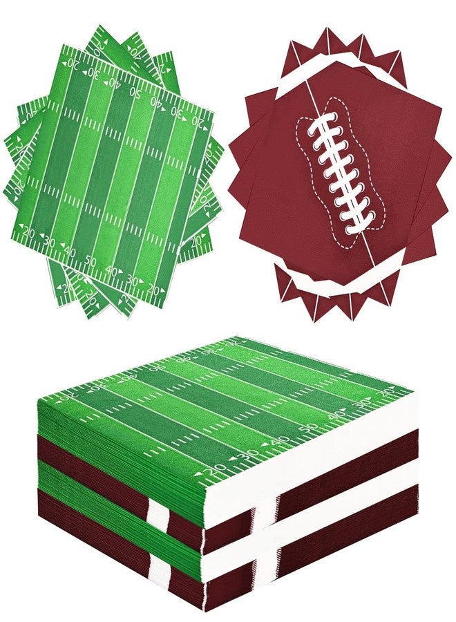 HEIPINIUYE 50 Pieces 3-Ply Football Paper Napkins Disposable Cocktail Luncheon Dinner Napkins for Football Party Birthday Baby Shower Beverage Napkins - Image 1